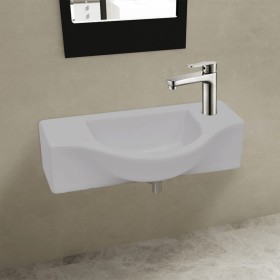 White ceramic sink with faucet hole by vidaXL, Sinks - Ref: Foro24-141930, Price: 66,48 €, Discount: %