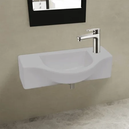 White ceramic sink with faucet hole by vidaXL, Sinks - Ref: Foro24-141930, Price: 53,00 €, Discount: %