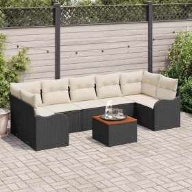 Conjunto de sofá de jardín 8 pcs Negro y Conjunto de sofá de jardín 8 pcs Negro y