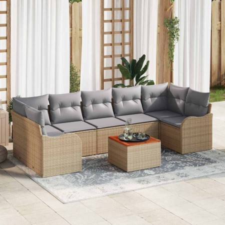 Conjunto de sofá de jardín 8 pcs beige y gris claro