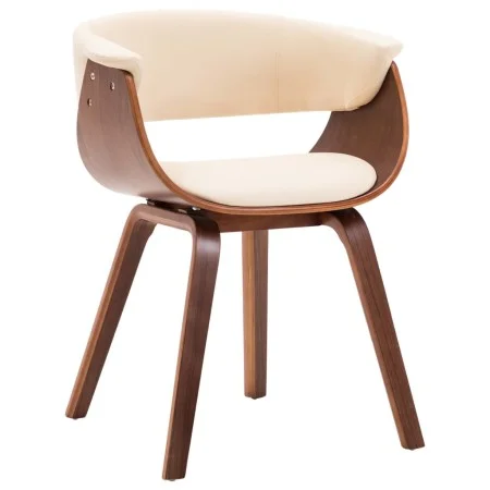 Curved wood dining chair with cream synthetic leather. by vidaXL, dining chairs - Ref: Foro24-283128, Price: 208,39 €, Discou...