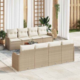Conjunto de sofá de jardín 9 pcs Beige y