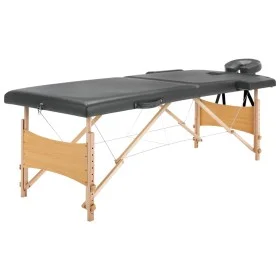 Massage bed 2 zones, anthracite wood structure, 186x68 cm by vidaXL, massage tables - Ref: Foro24-110171, Price: 145,28 €, Di...