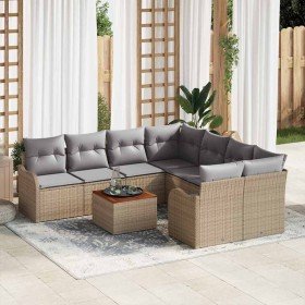 Conjunto de sofá de jardín 9 pcs beige y gris claro Conjunto de sofá de jardín 9 pcs beige y gris claro