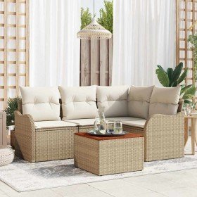 Conjunto de sofá de jardín 5 pcs Beige y