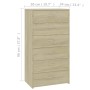 Aparador 6 cajones contrachapada color roble Sonoma 50x34x96 cm de vidaXL, Aparadores - Ref: Foro24-800669, Precio: 93,97 €, ...