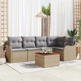 Conjunto de sofá de jardín 6 pcs beige y gris claro