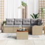 Conjunto de sofá de jardín 6 pcs beige y gris claro