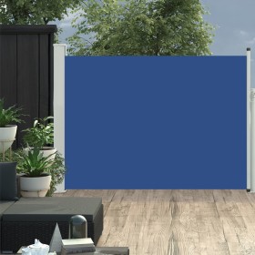 Toldo lateral retráctil de jardín azul 100x500 cm
