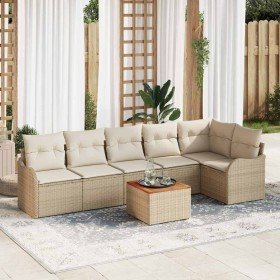 Conjunto de sofá de jardín 7 pcs Beige y