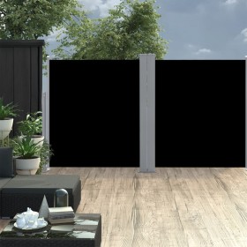 Toldo lateral doble y retráctil de jardín negro 170x600 cm