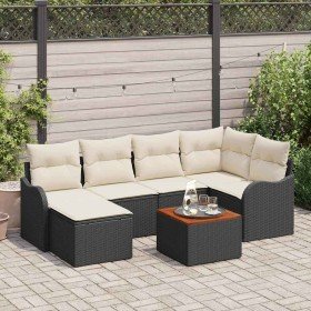 Conjunto de sofá de jardín 7 pcs Negro y