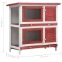Kaninchenstall Käfig mit 4 roten Holztüren von vidaXL, Käfige und Lebensräume für Kleintiere - Ref: Foro24-170836, Preis: 130...