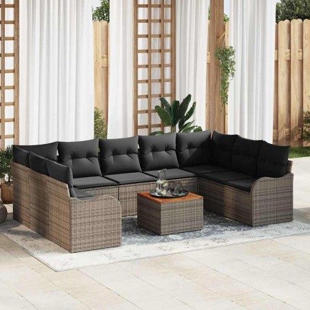 Conjunto de sofá de jardín 10 pcs Gris