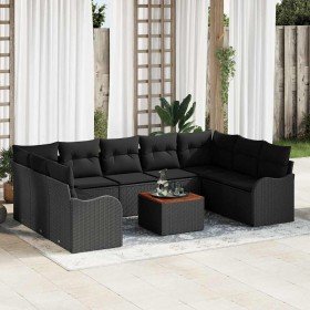 Conjunto de sofá de jardín 10 pcs Negro