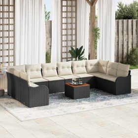 Conjunto de sofá de jardín 11 pcs Negro y blanco en Conjuntos de jardín | Comprar online en Foro24