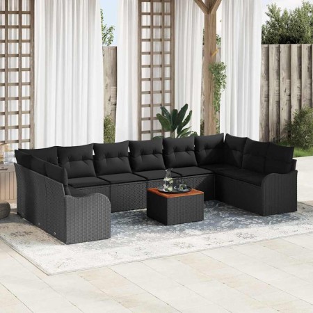 Conjunto de sofá de jardín 11 pcs Negro