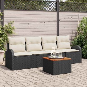 Conjunto de sofá de jardín 5 pcs Negro y