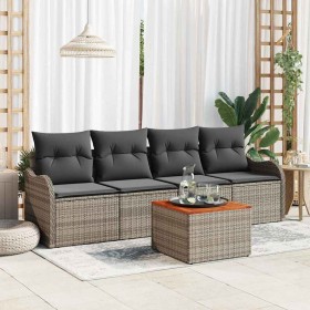 Conjunto de sofá de jardín 5 pcs Gris