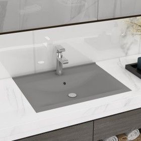 Luxury sink with ceramic faucet 60x46 cm light gray by vidaXL, Sinks - Ref: Foro24-147026, Price: 108,62 €, Discount: %