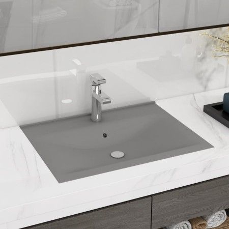 Luxuswaschbecken mit Keramikarmatur 60x46 cm hellgrau von vidaXL, Sinkt - Ref: Foro24-147026, Preis: 108,62 €, Rabatt: %