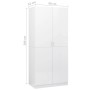 Armario de madera contrachapada blanco brillo 90x52x200 cm de vidaXL, Armarios roperos - Ref: Foro24-800636, Precio: 243,90 €...