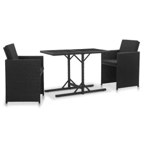 Garden dining set 3 pieces and black synthetic rattan cushions by vidaXL, Garden sets - Ref: Foro24-46373, Price: 242,47 €, D...