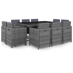 11-piece garden dining set with gray synthetic rattan cushions by vidaXL, Garden sets - Ref: Foro24-46378, Price: 989,08 €, D...