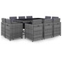 11-piece garden dining set with gray synthetic rattan cushions by vidaXL, Garden sets - Ref: Foro24-46378, Price: 891,29 €, D...