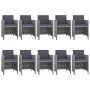 Set de comedor de jardín 11 pzas y cojines ratán sintético gris de vidaXL, Conjuntos de jardín - Ref: Foro24-46378, Precio: 9...