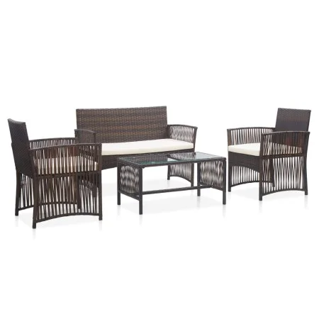 Garden furniture set 4 pieces with brown synthetic rattan cushions by vidaXL, Garden sets - Ref: Foro24-46435, Price: 223,51 ...