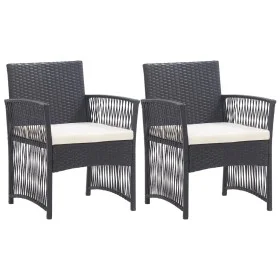 Garden armchairs with cushions 2 units black synthetic rattan by vidaXL, Garden chairs - Ref: Foro24-46438, Price: 125,44 €, ...