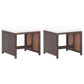 Gartenhocker 2 Stück mit braunen synthetischen Rattankissen von vidaXL, Gartenstühle - Ref: Foro24-46417, Preis: 92,72 €, Rab...