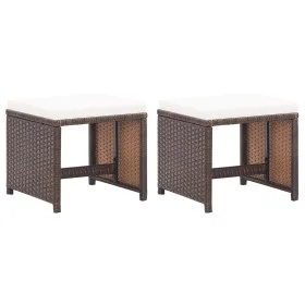 Taburetes de jardín 2 uds con cojines ratán sintético marrón de vidaXL, Sillas de jardín - Ref: Foro24-46417, Precio: 91,02 €...