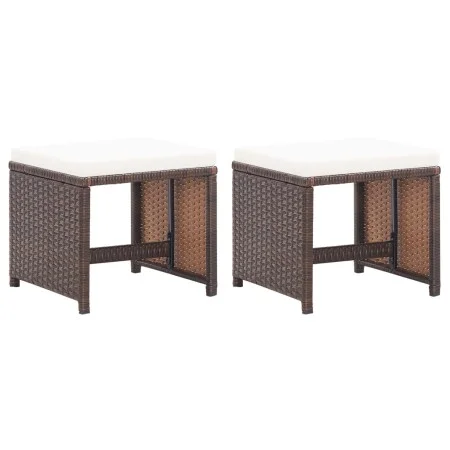 Garden stools 2 units with brown synthetic rattan cushions by vidaXL, Garden chairs - Ref: Foro24-46417, Price: 91,29 €, Disc...