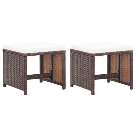 Gartenhocker 2 Stück mit braunen synthetischen Rattankissen von vidaXL, Gartenstühle - Ref: Foro24-46417, Preis: 92,72 €, Rab...