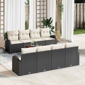 Conjunto de sofá de jardín 9 pcs Negro y