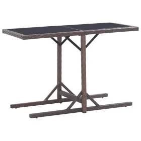 Garden table in glass and white synthetic rattan 110x53x72 cm by vidaXL, Garden tables - Ref: Foro24-46453, Price: 53,19 €, D...