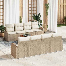 Conjunto de sofá de jardín 9 pcs Beige y