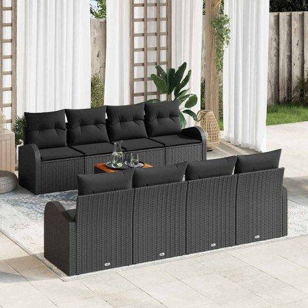 Conjunto de sofá de jardín 9 pcs Negro
