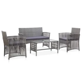 4 Stk. Gartenmöbel und Kissen Synthetisches Rattan Anthrazitgrau von vidaXL, Gartensets - Ref: Foro24-46437, Preis: 212,16 €,...