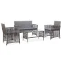 Muebles jardín 4 pzas y cojines ratán sintético gris antracita de vidaXL, Conjuntos de jardín - Ref: Foro24-46437, Precio: 22...
