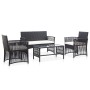 4-piece garden furniture set and black synthetic rattan cushions by vidaXL, Garden sets - Ref: Foro24-46434, Price: 224,62 €,...