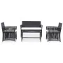 Set muebles de jardín 4 piezas y cojines ratán sintético negro de vidaXL, Conjuntos de jardín - Ref: Foro24-46434, Precio: 21...