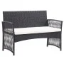 Set muebles de jardín 4 piezas y cojines ratán sintético negro de vidaXL, Conjuntos de jardín - Ref: Foro24-46434, Precio: 21...