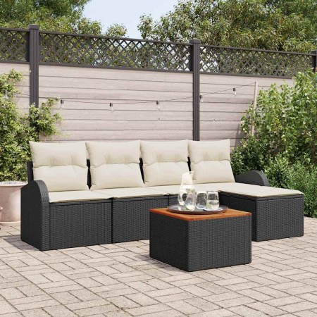 Conjunto de sofá de jardín 6 pcs Negro y