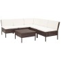 6-teiliges Gartenmöbel-Set und Kissen Kunstrattan braun von vidaXL, Gartensets - Ref: Foro24-48935, Preis: 364,51 €, Rabatt: %