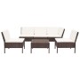 6-teiliges Gartenmöbel-Set und Kissen Kunstrattan braun von vidaXL, Gartensets - Ref: Foro24-48935, Preis: 364,51 €, Rabatt: %