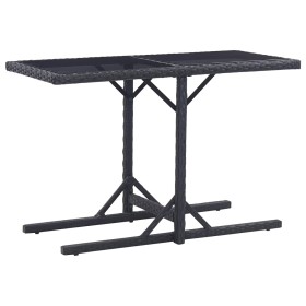 Mesa de jardín de vidrio y ratán sintético negro 110x53x72 cm de vidaXL, Mesas de jardín - Ref: Foro24-46452, Precio: 76,47 €...