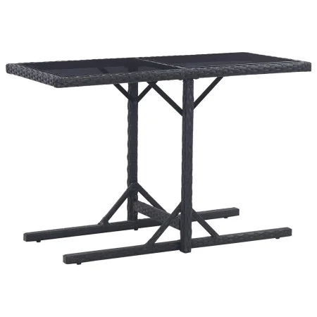Garden table in glass and black synthetic rattan 110x53x72 cm by vidaXL, Garden tables - Ref: Foro24-46452, Price: 56,20 €, D...